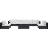 Sienna 8 Piece Outdoor Patio Sectional Set in Espresso White