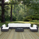 Sienna 8 Piece Outdoor Patio Sectional Set in Espresso White