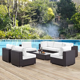 Sienna 8 Piece Outdoor Patio Sectional Set in Espresso White