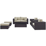 Sienna 8 Piece Outdoor Patio Sectional Set in Espresso Beige