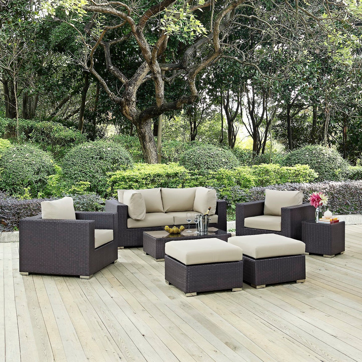 Convene 8 Piece Outdoor Patio Sectional Set by Furniture For America
