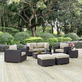 Sienna 8 Piece Outdoor Patio Sectional Set in Espresso Beige