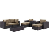Sienna 8 Piece Outdoor Patio Sectional Set in Espresso Mocha
