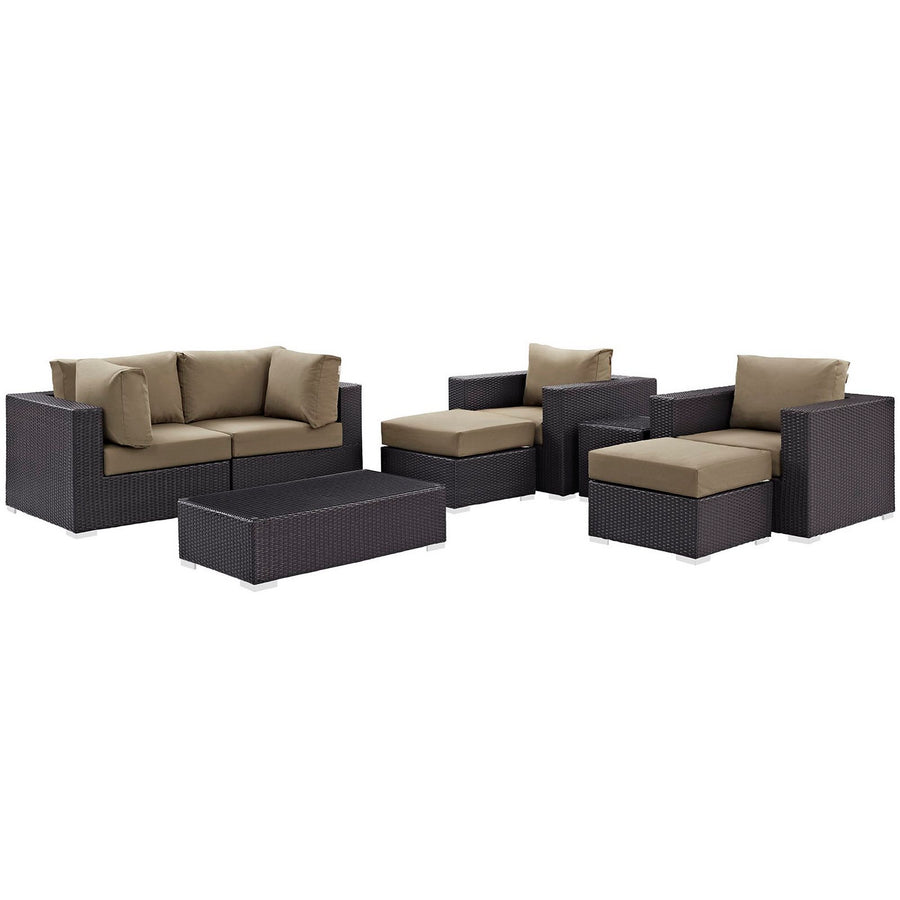 Sienna 8 Piece Outdoor Patio Sectional Set in Espresso Mocha