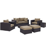 Sienna 8 Piece Outdoor Patio Sectional Set in Espresso Mocha