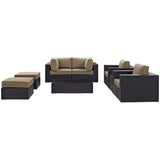 Sienna 8 Piece Outdoor Patio Sectional Set in Espresso Mocha