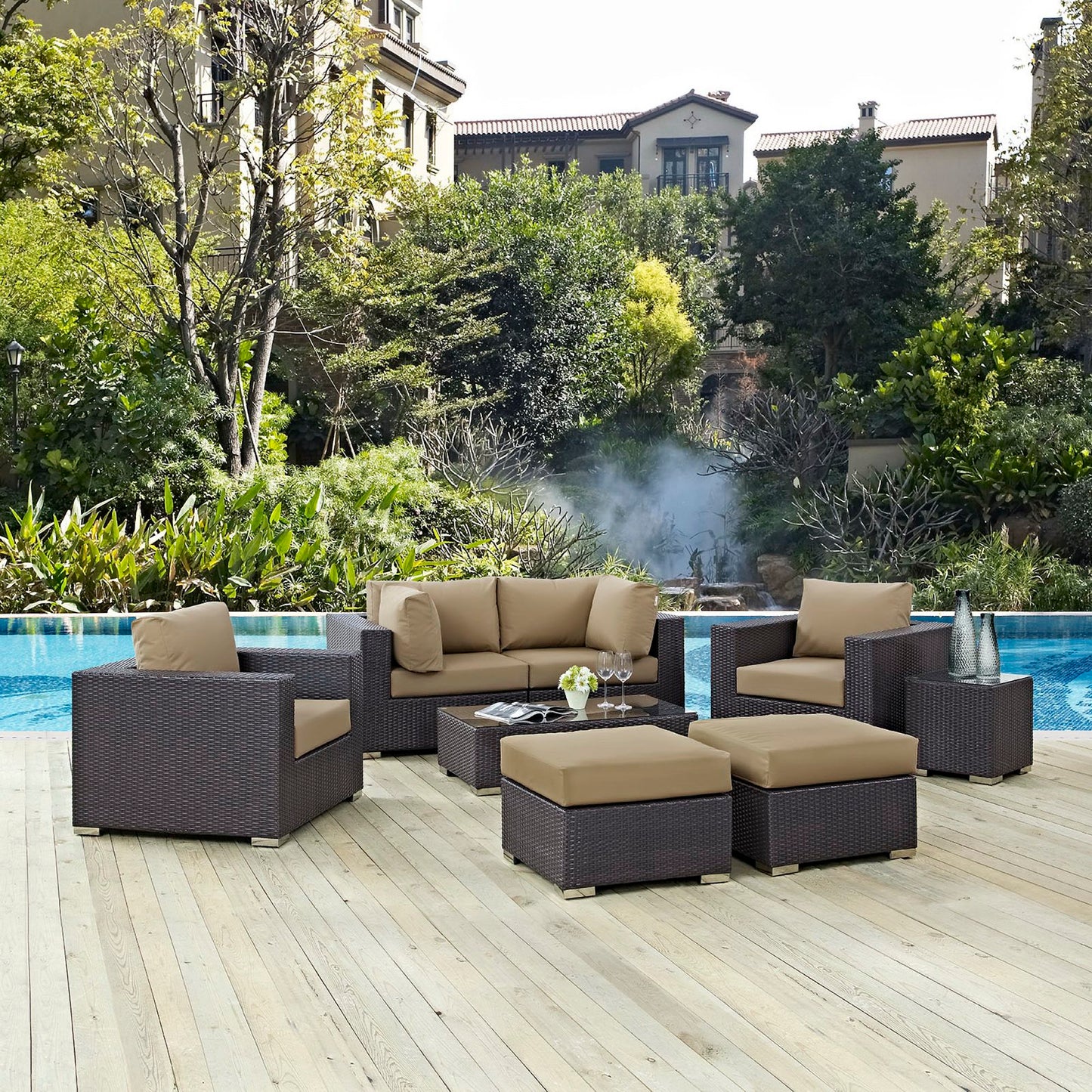 Convene 8 Piece Outdoor Patio Sectional Set by Furniture For America