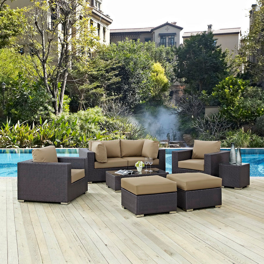 Sienna 8 Piece Outdoor Patio Sectional Set in Espresso Mocha