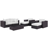 Sienna 8 Piece Outdoor Patio Sectional Set in Espresso White