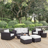 Sienna 8 Piece Outdoor Patio Sectional Set in Espresso White