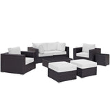 Sienna 8 Piece Outdoor Patio Sectional Set in Espresso White
