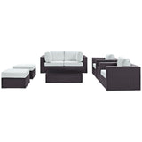 Sienna 8 Piece Outdoor Patio Sectional Set in Espresso White