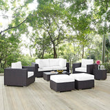 Sienna 8 Piece Outdoor Patio Sectional Set in Espresso White