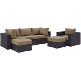 Sienna 6 Piece Outdoor Patio Sectional Set in Espresso Mocha