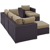 Sienna 6 Piece Outdoor Patio Sectional Set in Espresso Mocha