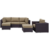 Sienna 6 Piece Outdoor Patio Sectional Set in Espresso Mocha