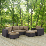 Sienna 6 Piece Outdoor Patio Sectional Set in Espresso Mocha
