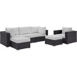 Sienna 6 Piece Outdoor Patio Sectional Set in Espresso White