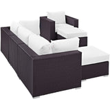 Sienna 6 Piece Outdoor Patio Sectional Set in Espresso White