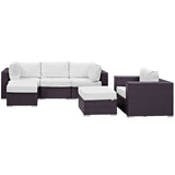 Sienna 6 Piece Outdoor Patio Sectional Set in Espresso White