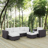 Sienna 6 Piece Outdoor Patio Sectional Set in Espresso White