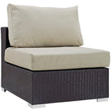Sienna 9 Piece Outdoor Patio Sectional Set in Espresso Beige