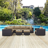 Sienna 9 Piece Outdoor Patio Sectional Set in Espresso Mocha