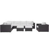 Sienna 9 Piece Outdoor Patio Sectional Set in Espresso White
