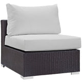 Sienna 9 Piece Outdoor Patio Sectional Set in Espresso White