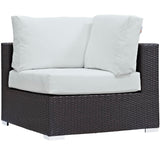 Sienna 9 Piece Outdoor Patio Sectional Set in Espresso White