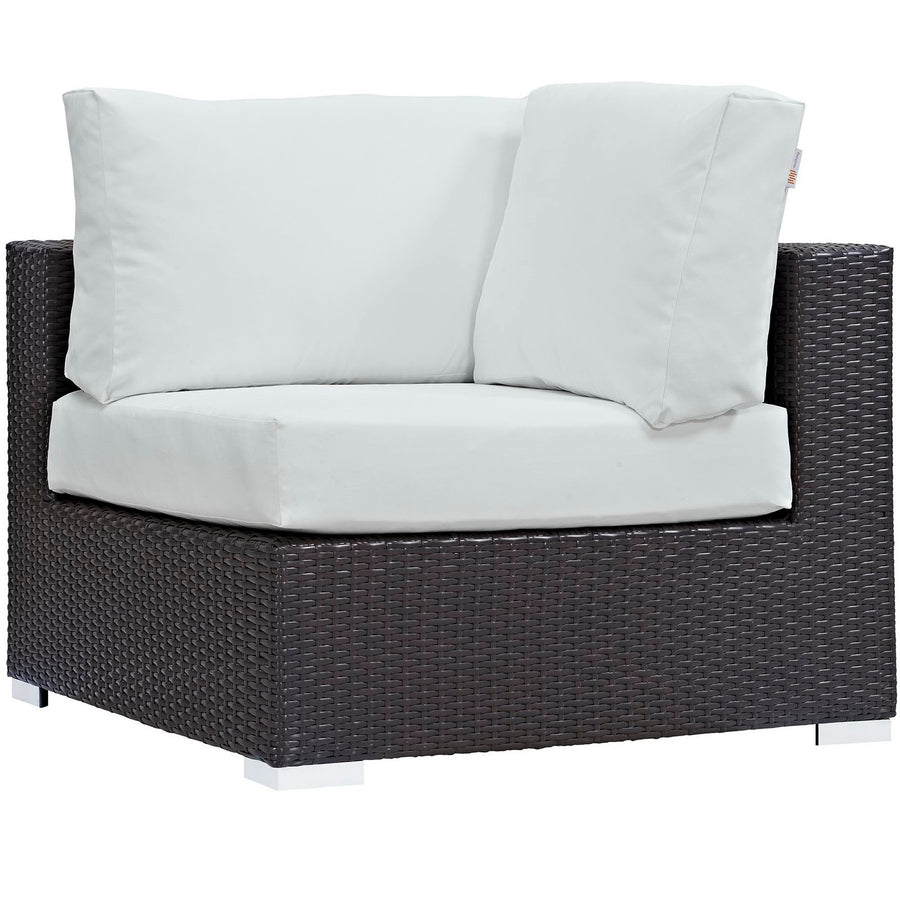 Sienna 9 Piece Outdoor Patio Sectional Set in Espresso White
