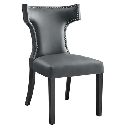 Curve Vegan Leather Dining Chair in Gray
