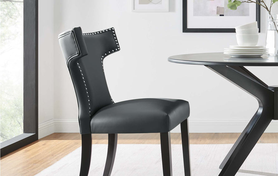 Spire Vegan Leather Dining Chair in Gray