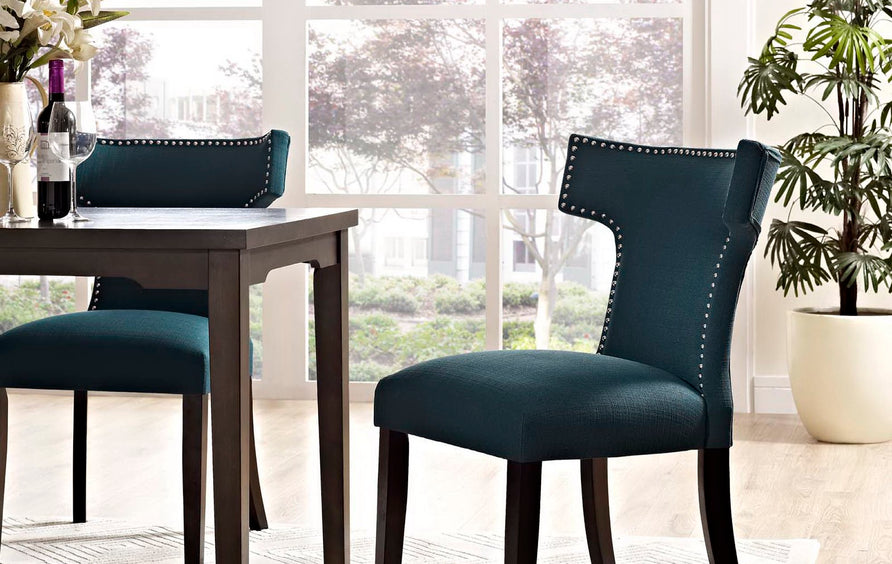 Spire Fabric Dining Chair in Azure
