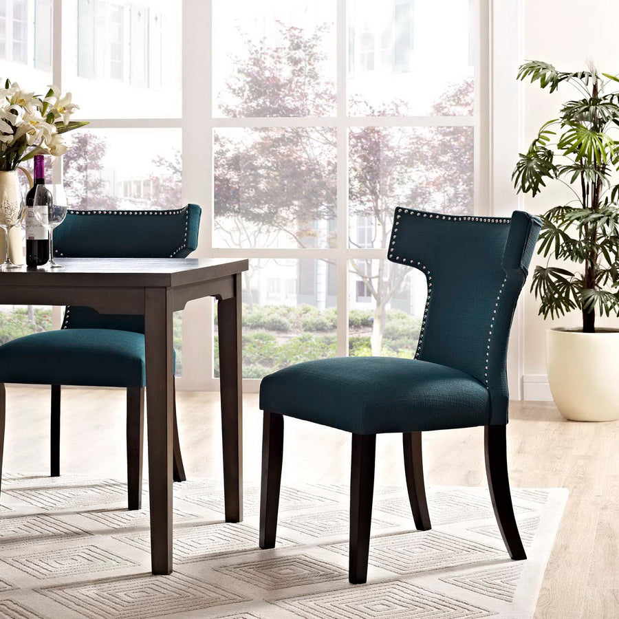 Spire Fabric Dining Chair in Azure
