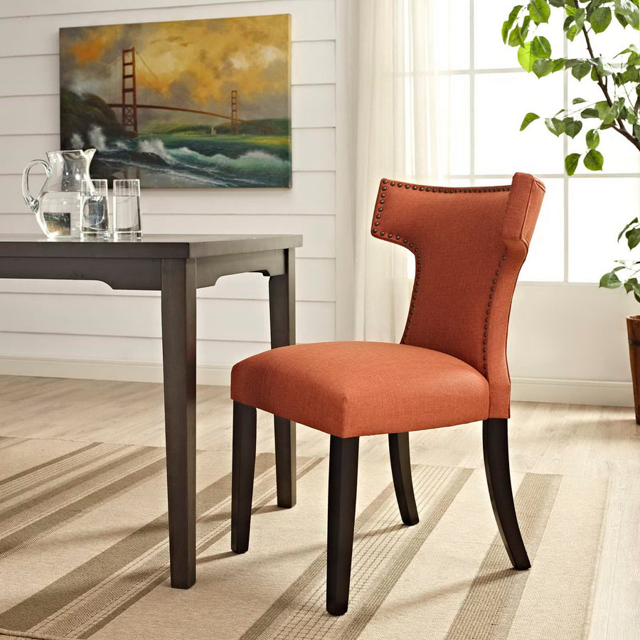 Spire Fabric Dining Chair in Orange