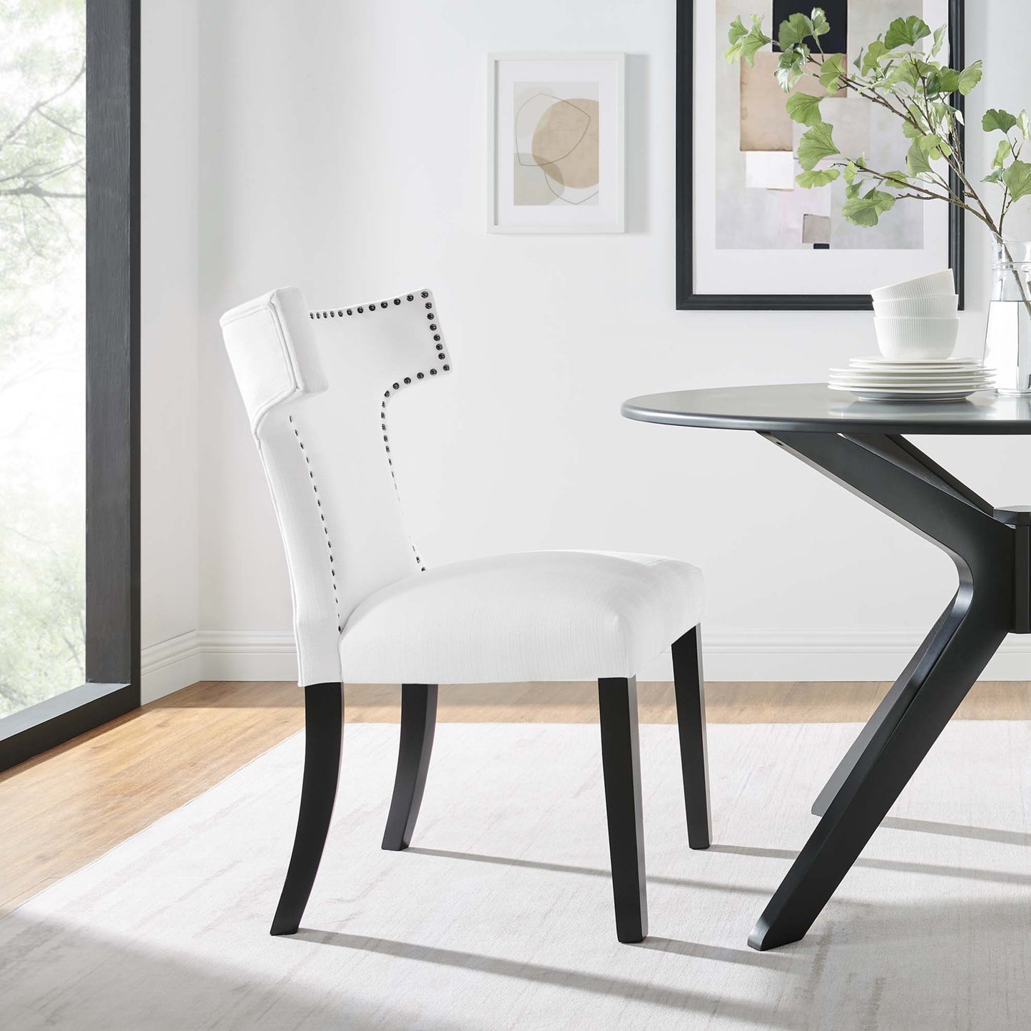 Curve Fabric Dining Chair by Furniture For America