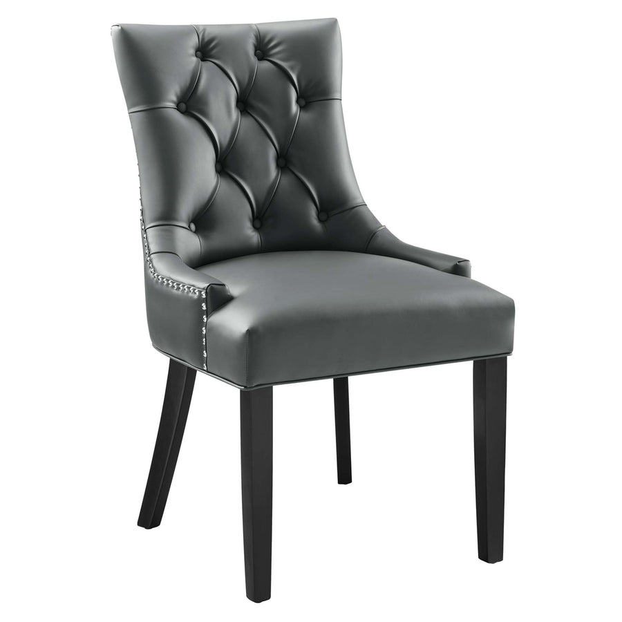 Hollow Tufted Vegan Leather Dining Chair in Gray