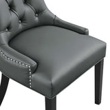 Hollow Tufted Vegan Leather Dining Chair in Gray