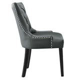 Hollow Tufted Vegan Leather Dining Chair in Gray