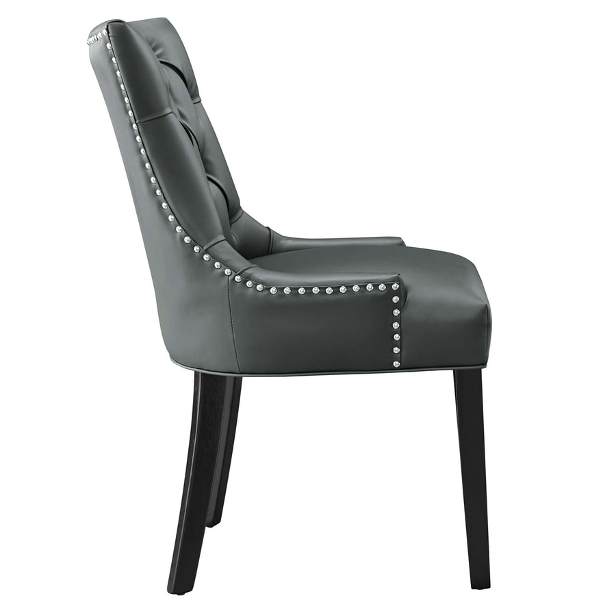 Hollow Tufted Vegan Leather Dining Chair in Gray