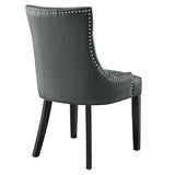 Hollow Tufted Vegan Leather Dining Chair in Gray