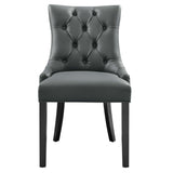 Hollow Tufted Vegan Leather Dining Chair in Gray