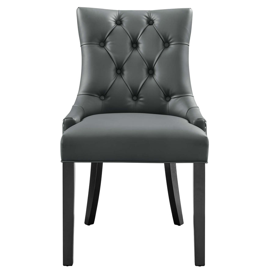 Hollow Tufted Vegan Leather Dining Chair in Gray