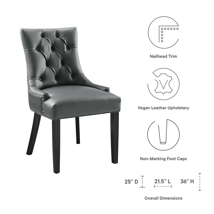 Hollow Tufted Vegan Leather Dining Chair in Gray