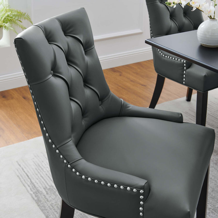 Hollow Tufted Vegan Leather Dining Chair in Gray