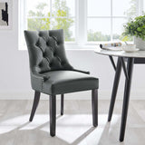 Hollow Tufted Vegan Leather Dining Chair in Gray