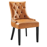 Hollow Tufted Vegan Leather Dining Chair in Tan