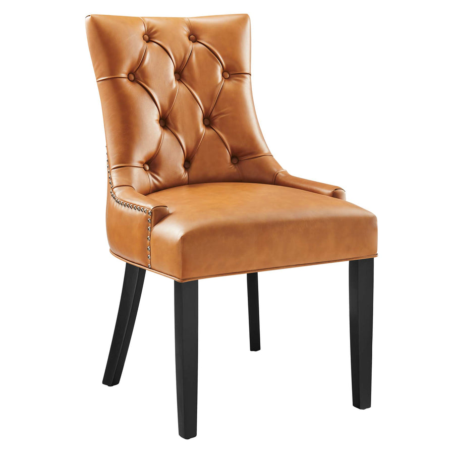 Hollow Tufted Vegan Leather Dining Chair in Tan