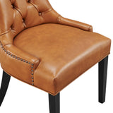 Hollow Tufted Vegan Leather Dining Chair in Tan